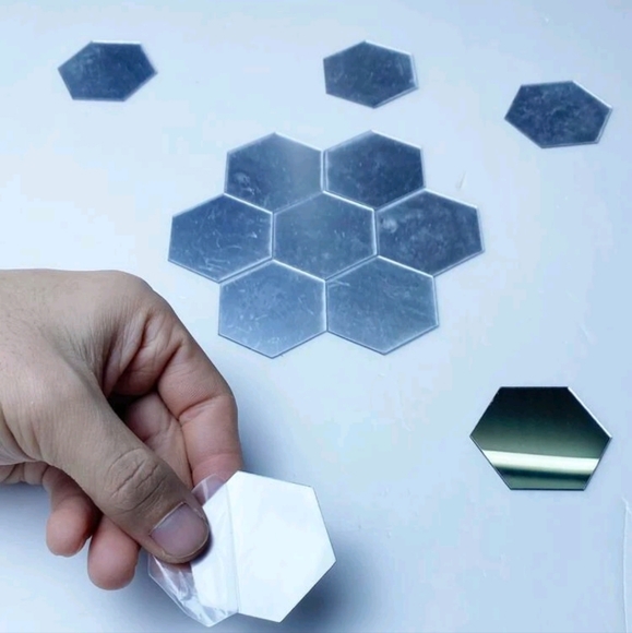 Hexagon Mirror Wall Stickers - Picture 2 of 8